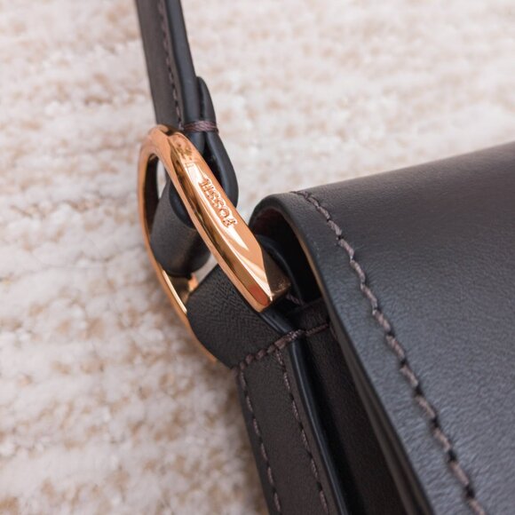 Fossil Lennox Black Leather Crossbody Bag – Gold Hardware, Sleek & Structured - Picture 5 of 13